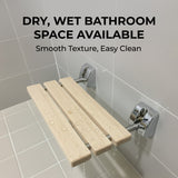 Bathroom Folding Shower Chair – Wall Mounted, Space-Saving Design, Hinoki Wood Seat, Aluminum Alloy Frame, Supports up to 350 lbs (160 kg) – Luxury Foldable Bench for Bathroom or Spa Use