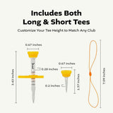 Birdie1 Smart Golf Tees (Long Tees+Short Tees) 4P (Yellow+Green+Blue+Orange), Gift Set