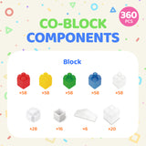 Co-Block School Set Non-Toxic BPA Free Soft Jelly Blocks Toy, 360 pcs