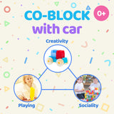 Co-Block with Car Non-Toxic BPA Free Soft Jelly Blocks Toy, 10 pcs