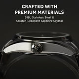 DWARD GMT Rover Automatic Watch with Dual Time Zone Function – Sapphire Crystal, 316L Stainless Steel (Black Granite)