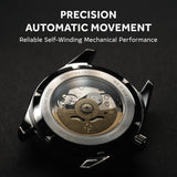 DWARD GMT Rover Automatic Watch with Dual Time Zone Function – Sapphire Crystal, 316L Stainless Steel (Black Granite)