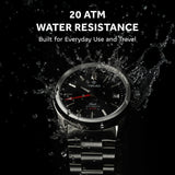 DWARD GMT Rover Automatic Watch with Dual Time Zone Function – Sapphire Crystal, 316L Stainless Steel (Black Granite)