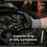 Grey Span-Nylon Glove - Black NITRILE Foam Palm coated (4 sizes), 5ea