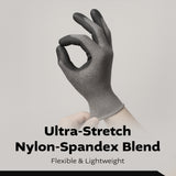 Grey Span-Nylon Glove - Black NITRILE Foam Palm coated (4 sizes), 5ea