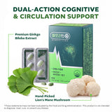 MEMORYTURN Ginkgo Biloba & Lion's Mane Mushroom Dietary Supplement, Memory & Circulation Support, Vitamin B Complex, Probiotics, 60-Day Supply