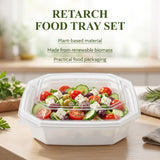 RETARCH Disposable Food Tray Set (Body + Lid), 100 sets