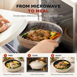 Rangemate Signature Microwave Searing Grill Pan, 750°F (400°C) Searing Crisper with Lid, Quick Meals Multi-Cooker for RV and Dorm, 100% Dishwasher Safe