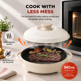 Rangemate Signature Microwave Searing Grill Pan, 750°F (400°C) Searing Crisper with Lid, Quick Meals Multi-Cooker for RV and Dorm, 100% Dishwasher Safe