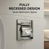 Recessed Toilet Paper Holder with Push Tray – Wall-Mounted, Chrome-Finished Stainless Steel – Space-Saving, Hygienic, Rust-Resistant for Modern Bathrooms