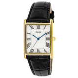 SIARGO Fennel 28mm Unisex Watch with Guilloché Brass Case, Sapphire Glass, Cowhide Leather Strap, and Swiss Ronda Quartz Movement (Gold & White Black)