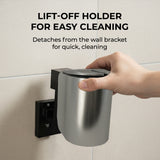 Toilet Brush Set - Wall-Mounted Toilet Brush with Covered Holder, Nickel Finish and Black Handle (Toilet Brush with Holder)