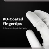 White Nylon Glove - White PU TOP coated (4 sizes), 5ea