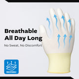 White Nylon Glove - White PU TOP coated (4 sizes), 5ea
