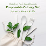 Eco-friendly disposable dishware cutlery set (spoon, fork, knife)